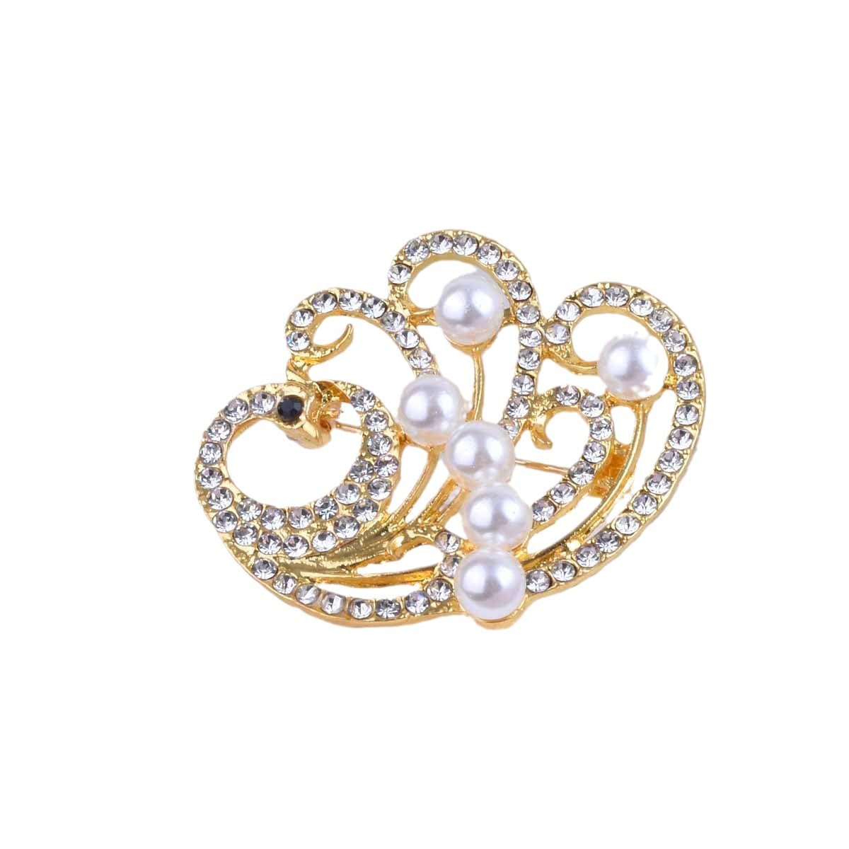 Peacock Shaped Pearl Rhinestone Sparkle Pin Brooch For Clothes Accessories-image-39