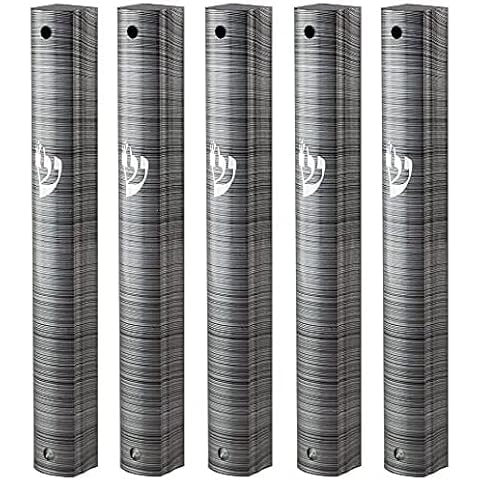super stam MEZUZAH Aluminum CASE Holder. Self Stick Waterproof Rubber Cork Silver shin Fits 12 and 15 cm Scroll 5 Pack (Black with Silver Lines, 15) Cover