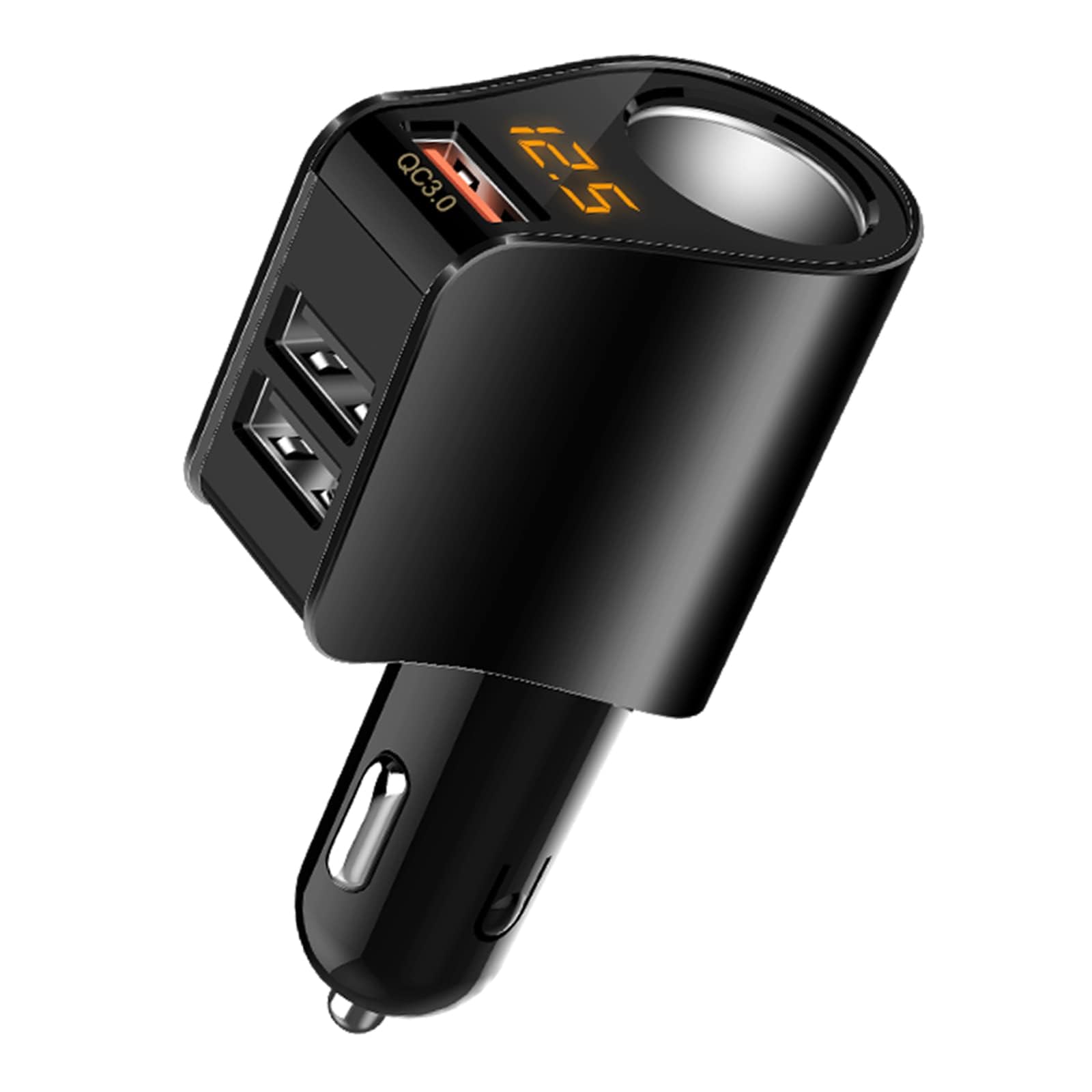 Rozdzielacz zapalniczki samochodowej 4 w 1, 80 W, ładowarka samochodowa z QC3.0 + 2 USB (3,1 A) i 12 V, woltomierz LED, zabezpieczenie przed przeciążeniem 12 V/24 V - do samochodów osobowych