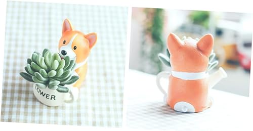 Miniatura 2 de Happyyami 2 piezas de decoración del hogar, estatuas al aire libre, maceteros de interior de dibujos animados Corgi maceteros de interior para