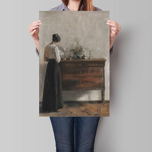 Miniatura 2 de uoyien Lienzo danés vintage para pared, obra de arte famosa de mujer, pintura al óleo, academia oscura, impresión estética, póster antiguo del siglo