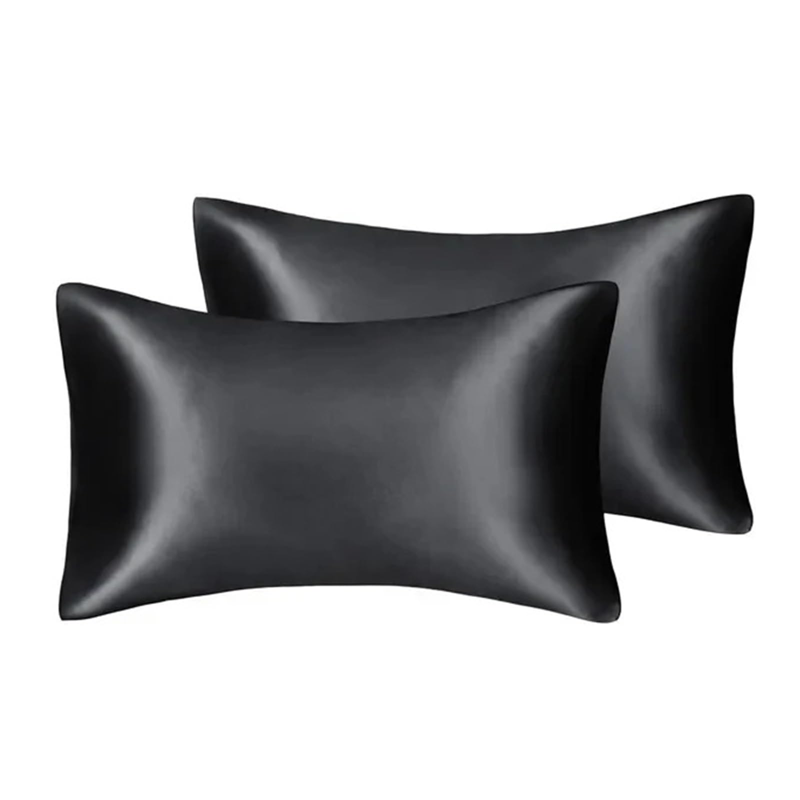 Seidiger Satin-Hautpflege-Kissenbezug, Kissenbezug for Zuhause, Hotel, Reisen(Black 10 Sets)