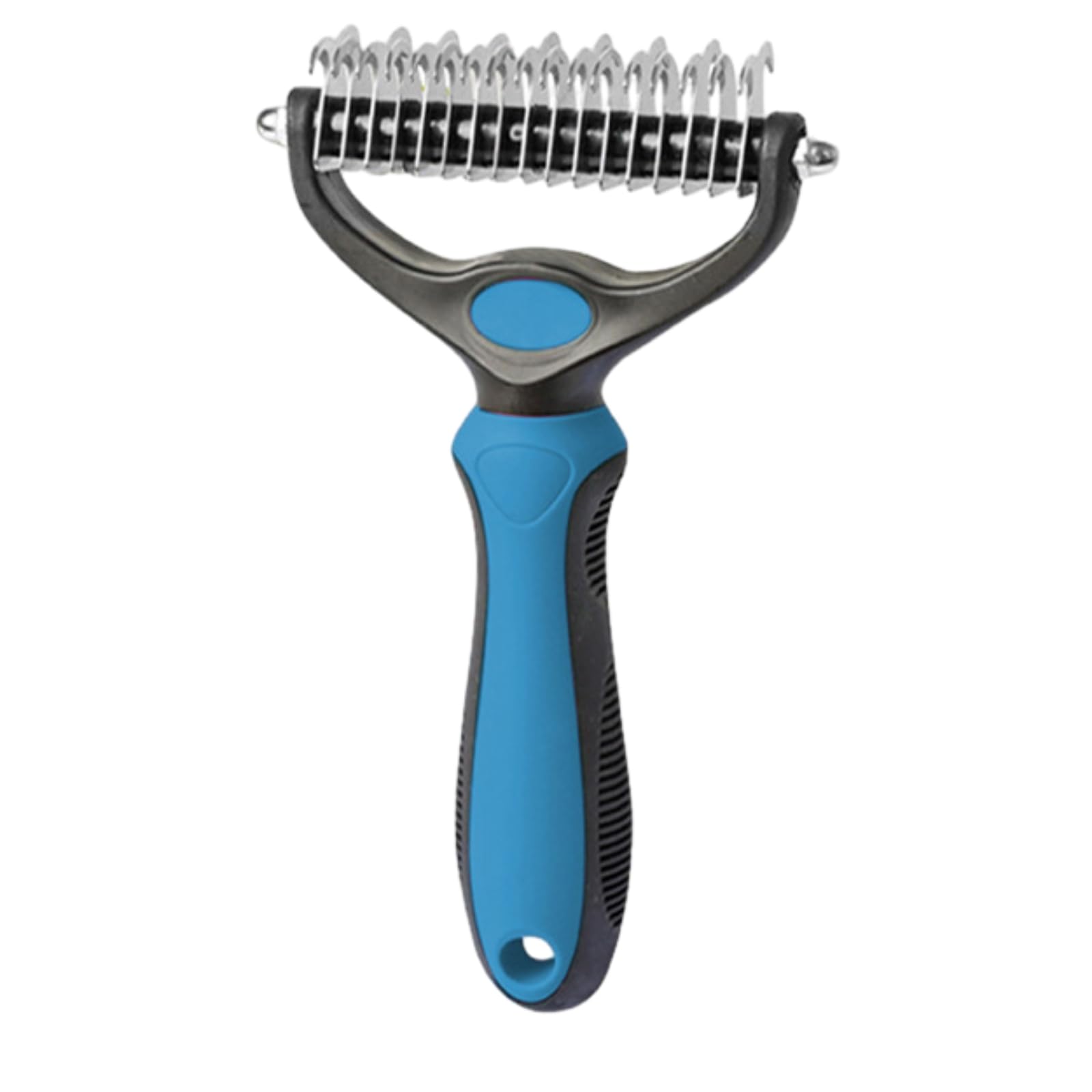 Acssart Pet Grooming Brush, Pet Detangling Comb for Dogs and Cats, Double-Sided Deshedding Dematting Tool, Undercoat Rake for Dogs & Cats, Extra-Wide Dog Grooming Brush & Deshedder Comb (Blue, L)