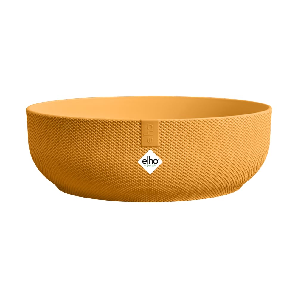 elho Jazz Bowl 28 - Plant Pot Indoor - 100% Recycled Plastic - Γ 27.5 x H 9.0 cm - Yellow/Amber Yellow