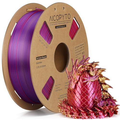 Image of 3D Printer Silk PLA Filament 1.75mm, Shiny Triple Color Red Gold Purple, Dimensional Accuracy + /- 0.02 mm, 1KG (2.1lbs) /Spool Easy to Print for Most FDM 3D Printers