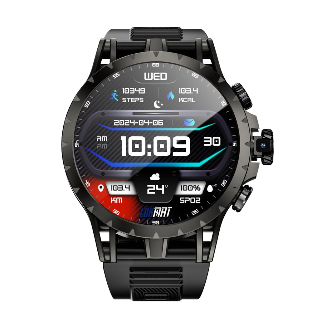 LOKMAT Montre connectée avec carte SIM 4G, écran AMOLED de 1,508", 3 Go + 32 Go, pour homme et femme avec appareil photo rotatif, WiFi, GPS, Android 8.1, montre de fitness tracker d'activité