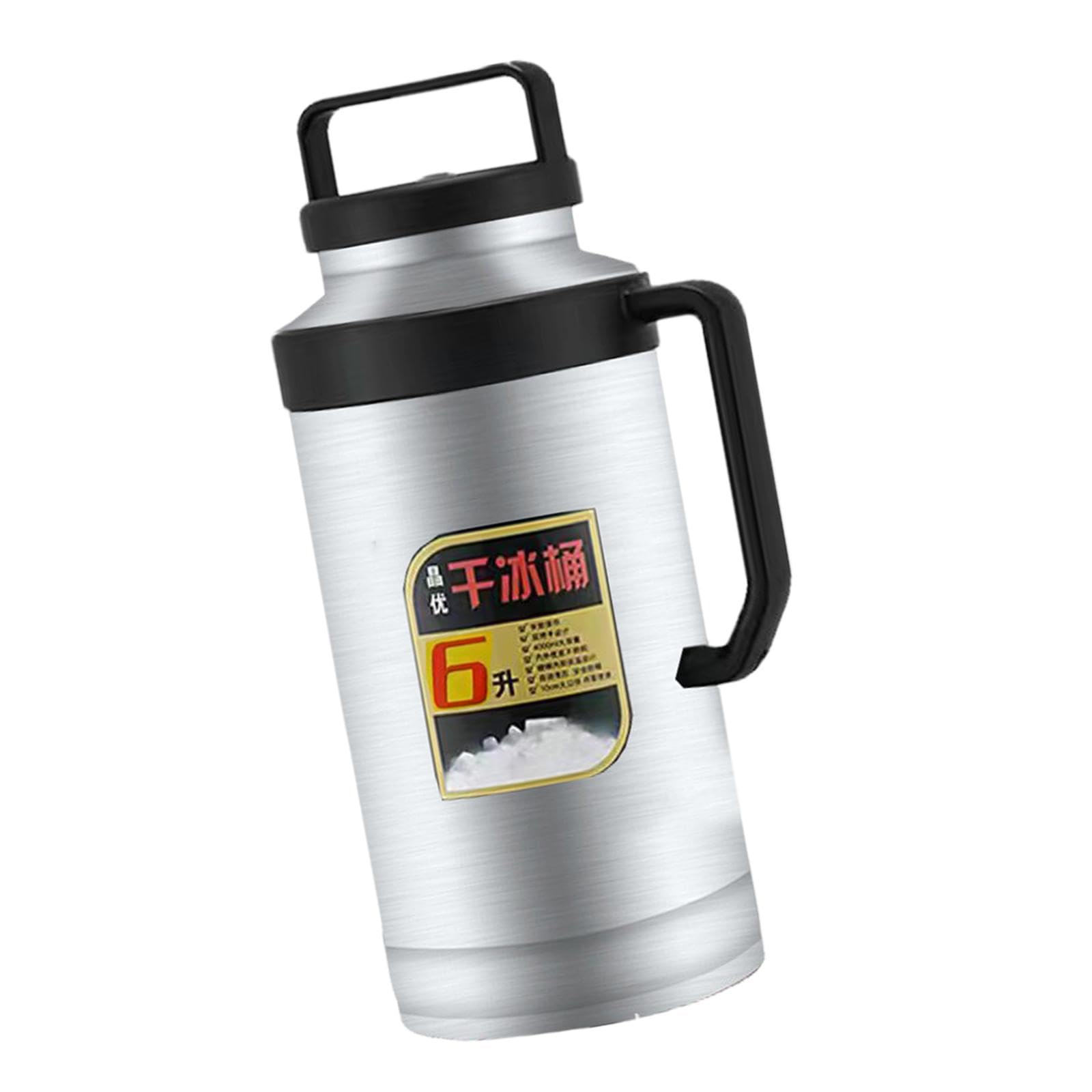 F Fityle Secchiello per ghiaccio secco Secchiello per ghiaccio secco Bottiglia d'acqua termica Contenitore per ghiaccio per eventi di catering Buffet domestici, Argento 6L
