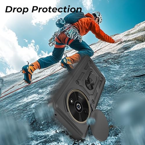 Image of A rtistque TPU+PC Armor Back Case Cover for Mi Redmi A3 5G /A3X 5G /Poco C61 5G|Stylish Ring Holder & Inbuilt Stand|Sliding Camera Cover|Protective|Mi Redmi A3 /A3X 5G /Poco C61 5G Cover-Black