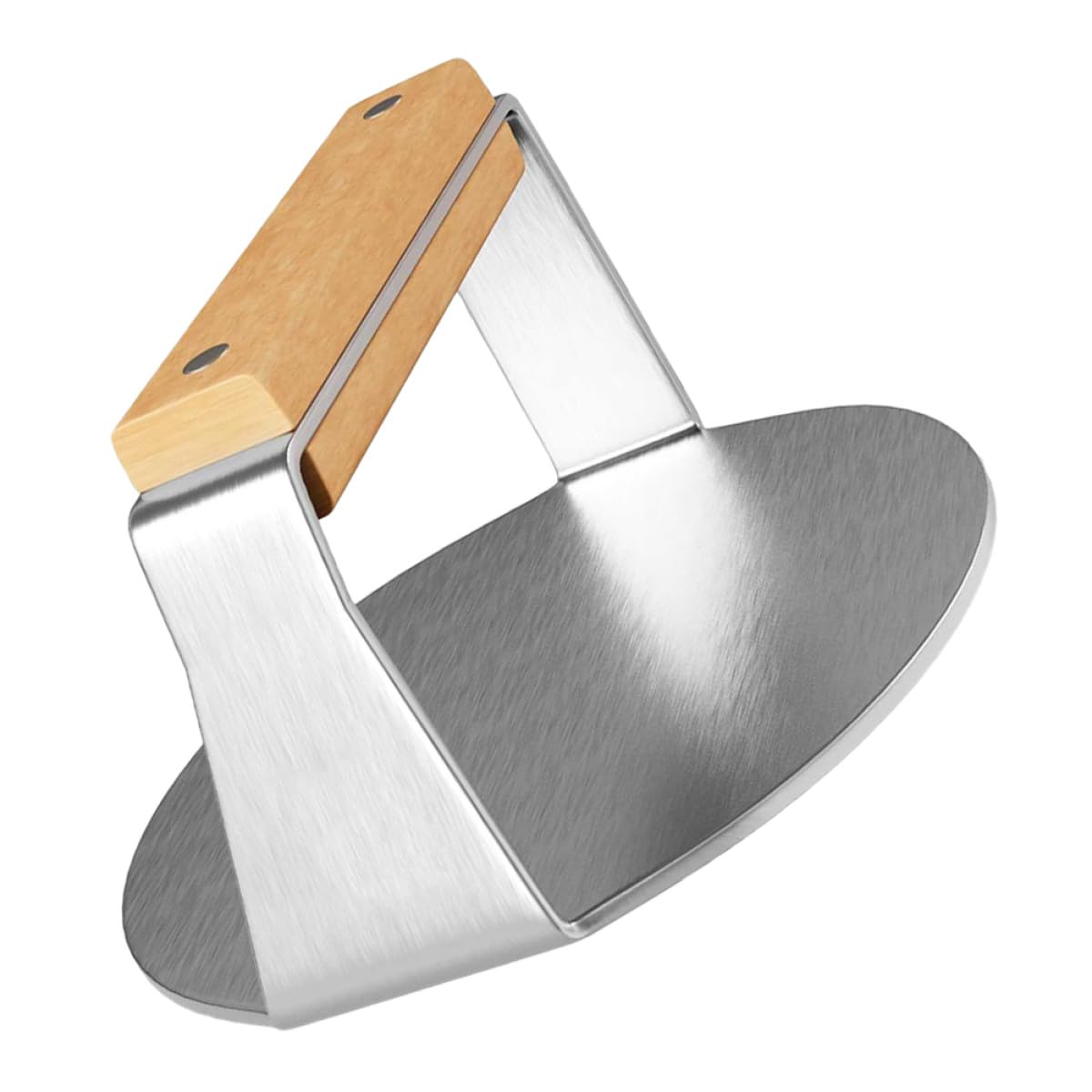 Happyyami Prensa para Hamburguesas Acero Inoxidable Mango de Madera Prensador Manual Molde Redondo para Hamburguesas Caseras Aplastador Cocina Fácil Uso