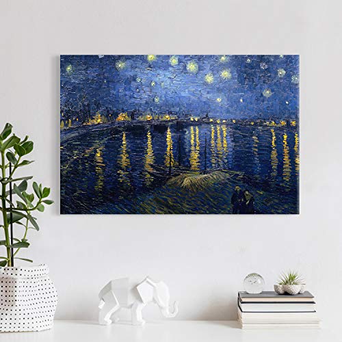 PICANOVA – Vincent Van Gogh Starry Night Over the Rhone 60x40cm – Premium Canvas Art Print – Canvas Print Wall Art Decor Picture Stretched on Wooden Frame as Gallery Artwork - Image 4