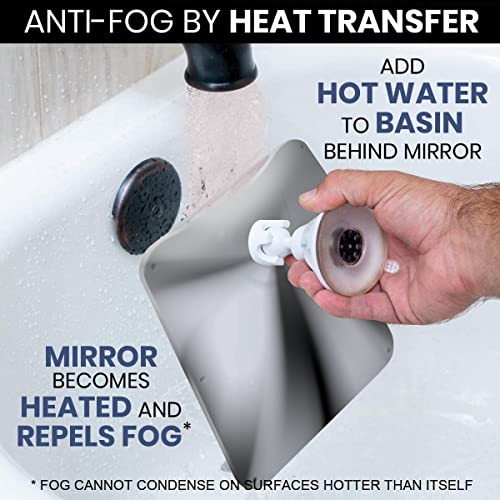 Mirrorvana Fogless Shower Mirror For Shaving With Razor Holder And Dual Anti Fog Design - Upgraded 360° Swivel Suction Cup With Bonus Hook For Hanging - Shatterproof 8" X 7" Surface (Chrome) #TOP2