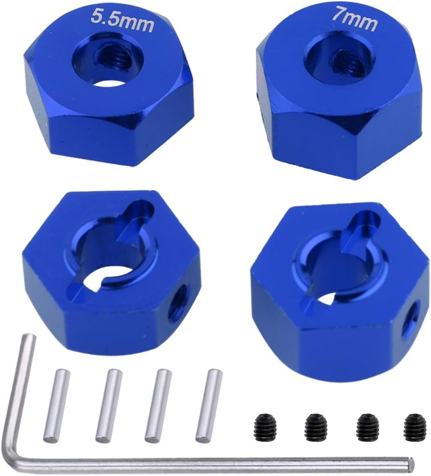 Hobbypark Aluminum 12mm Hex Wheel Hubs for Traxxas 1/10 2WD Slash, Rustler, Stampede,Hop-ups Replacement of Part 1654 3654 (4pcs) (Navy Blue)