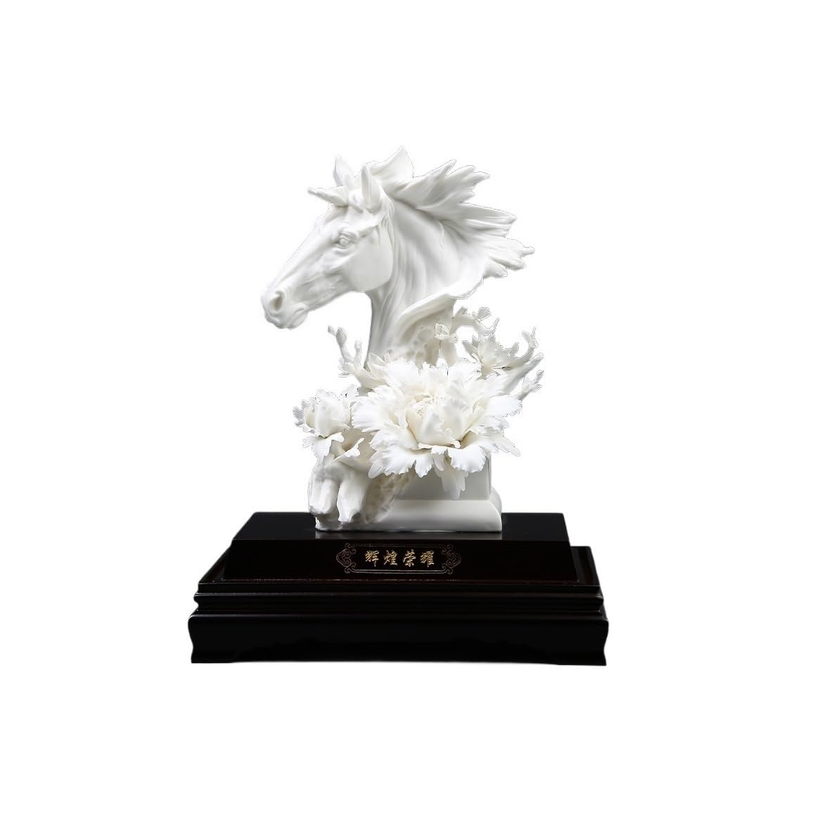 Zeny896v White Sculptures 27 * 21 * 36Cm Ceramic Horse Ornaments Living Room Office Wine Cabinet Decoration Handicrafts Decor(White)