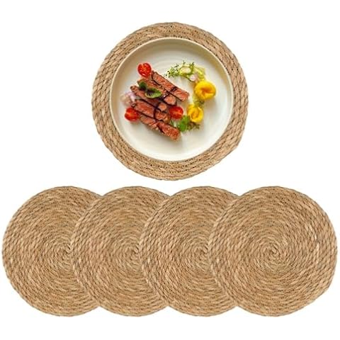 Qavinch Round Woven Placemats Set of 4 Cover