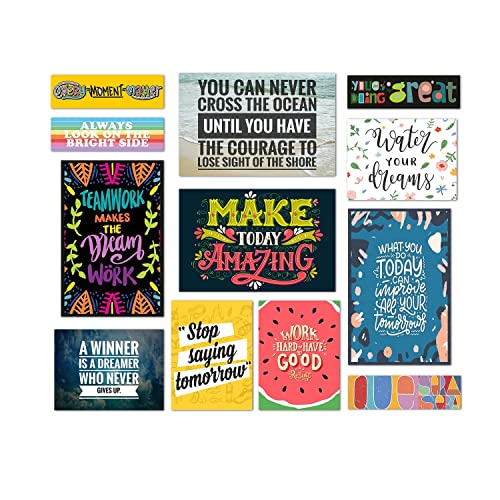 Image of PAPER PLANE DESIGN Framed Poster Set of 12 For Office Wall Decoration (TEAM QUOTES)