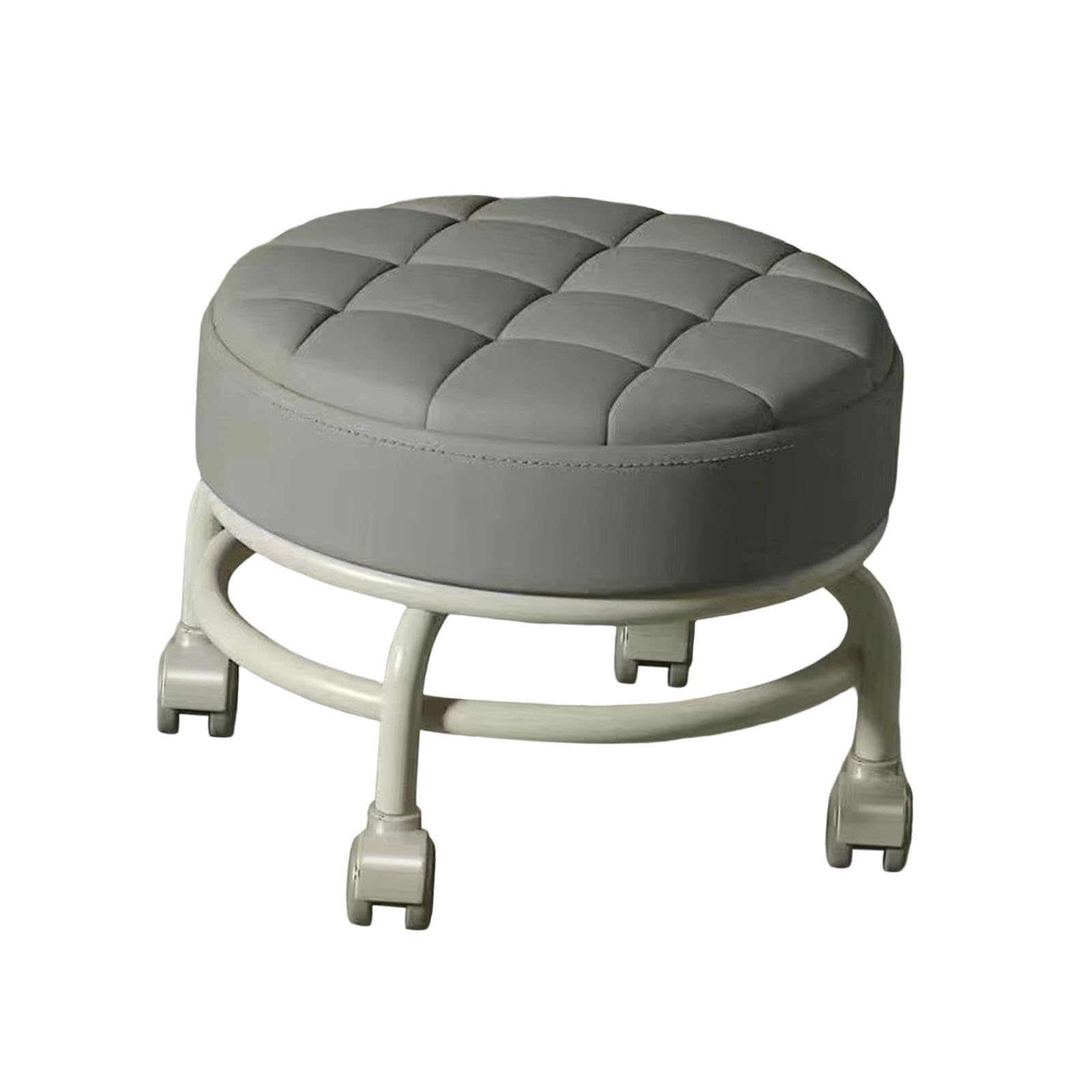 Sgabelli rotanti con ruote Girevole a 360° Sgabello per lavori domestici Sgabello per pedicure rotondo a basso rumore per garage, GRIGIO