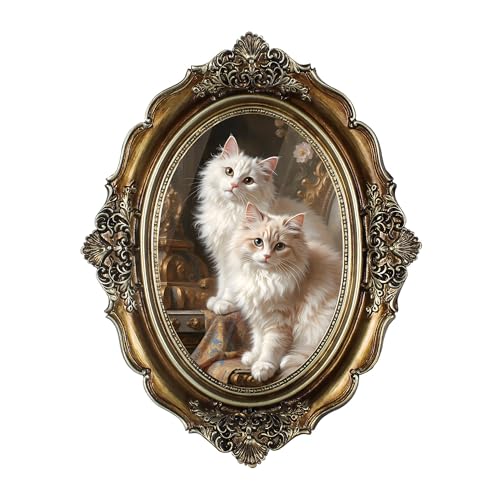 HOCCIHO Oval Vintage Picture Frame, 4x6 Gold Oval Antique Frame,