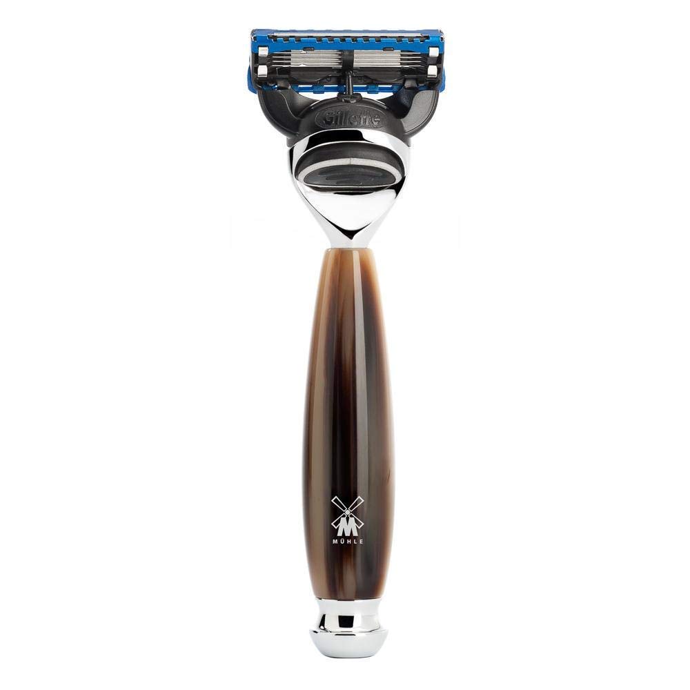 MÜHLE Rasierset - Vivo Serie - Reines Dachshaar - kompatibel mit Gillette-Klingen - Edelharz hornbraun