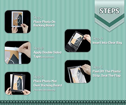 Golden State Art, Pack Of 100, 5 1/4 X 7 1/8 Inches Crystal Storage Bags - Acid-Free Clear Sleeves - Fit For 5X7 Photo Framing Mats Gifts (Ns1) #TOP6