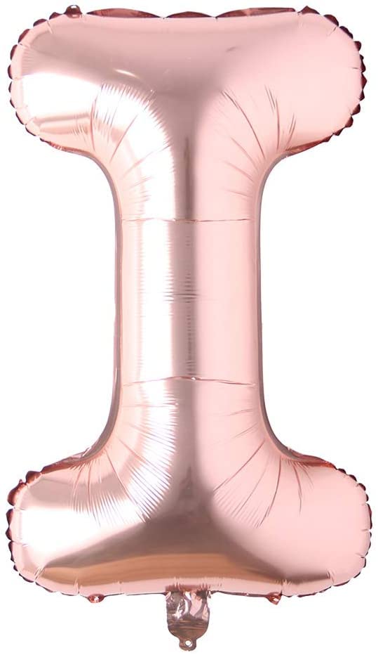 flavouredlove 16 inch English Capital Letter I Balloon Party Decoration Rode Gold Pack of 1 | Balloons for Birthday Anniversary Engagement Marriage Parties Celebrations and Decorations (Rose Gold I)