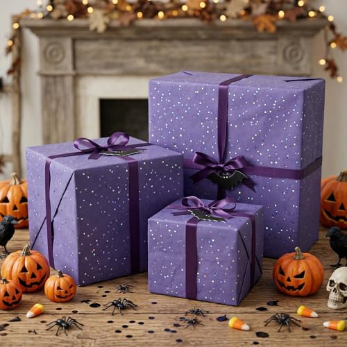 Image of Purple Glitter Tissue Paper for Gift Bags 36 Sheets 14x20 Inch - Recyclable Wrapping Paper for Weddings, Birthdays, Party & Festival Decorations DIY Craft Supplies