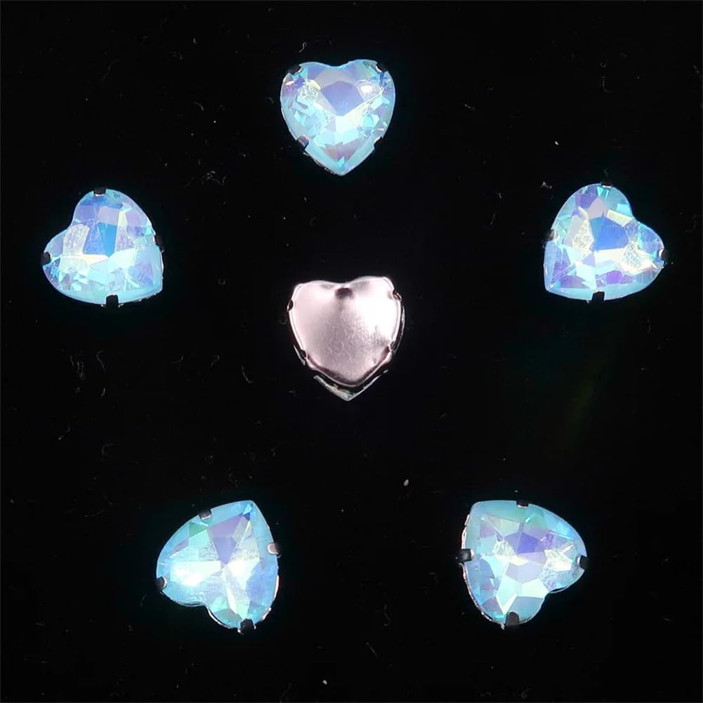 Cyrkonie Kształt serca przyszyć kryształowe koraliki Rhinestone 7 rozmiarów