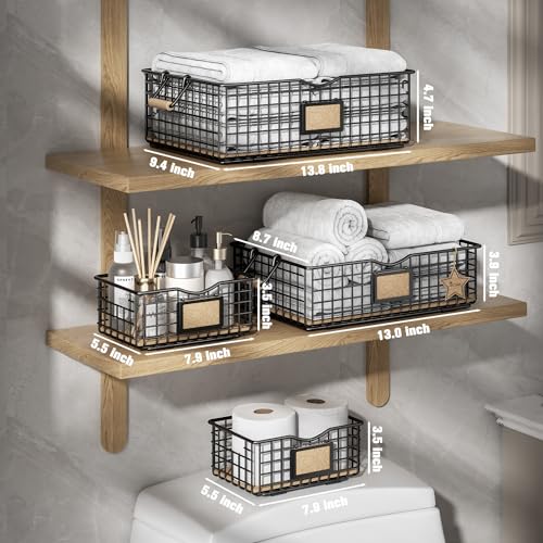Bathroom-Organizers-and-Storage-4-Pack-Storage-Baskets-for-Shelves-Multipurpose-Bins-Organizer-with-Wooden-Handles-Decorative-Organizer-Baskets-Set-for-Bathroom-Laundry-Living-Room-Black Bathroom Organizers and Storage 4 Pack Storage Baskets for Shelves Multipurpose Bins Organizer with Wooden Handles Decorative Organizer Baskets Set for Bathroom Laundry Living Room Black