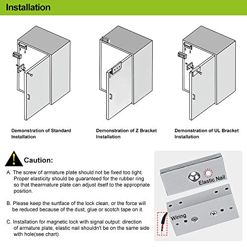 Gaocinys Elektromagnetisches Schloss, Zugangskontrolle, elektronisches Magnetschloss, DC 12 V, ausfallsicher, NC-Mini-Türschloss für elektrisches Sicherheitssystem