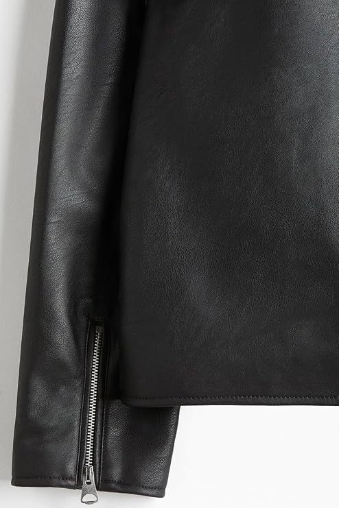 Image of Mercywear Black Faux Leather Jacket for Men & Women | Boxy Cropped Racing Streetwear Jacket | Collared Zip-Up Classic Biker Style | Regular Fit for Casual wear