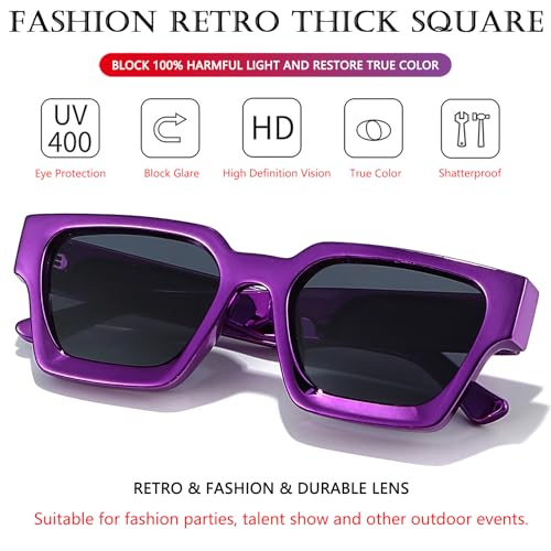 Image of AIEYEZO Square Sunglasses for Women Men Square Thick Frame Sun Glasses Simple Designer Style Shades