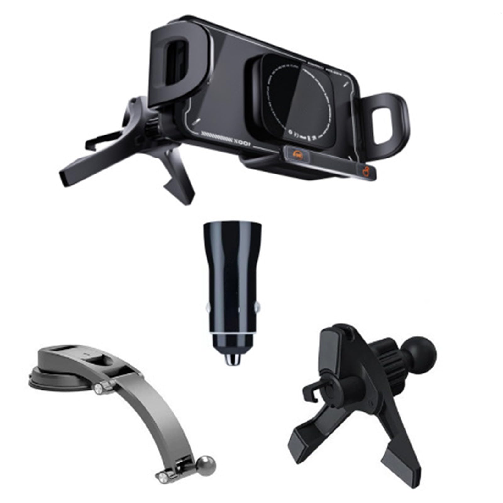 Supporto per cellulare compatibile per tutti gli smartphone, girevole a 360 gradi, pieghevole, con clip di ventilazione per auto e ventosa