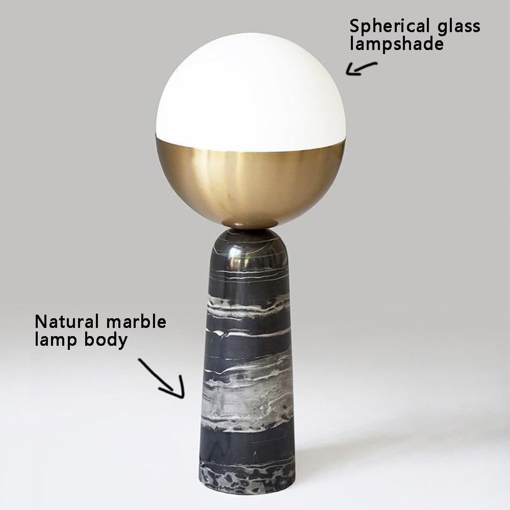 Lampada da comodino in vetro, lampade da tavolo con base in marmo, comodino studio stand luce industriale retrò arredamento comò