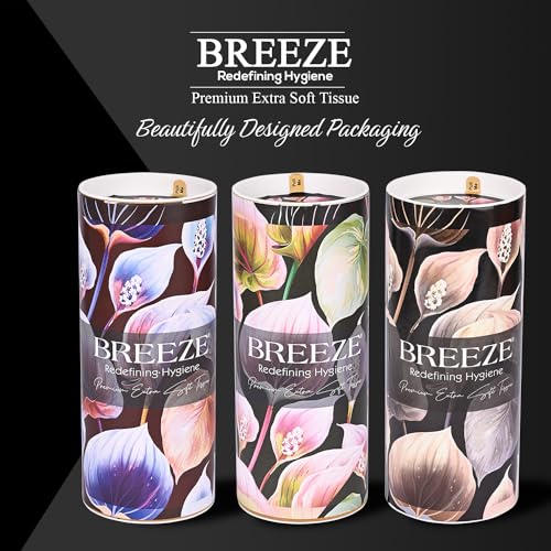 Image of BREEZE 2 PLY 120 Sheet 60 Pulls Facial Tissue Soft Wipe Round Box Face Tissues (Combo of 3,Multicolor)