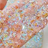200PCS Aurora Nail Art Rhinestones Multi Shapes Mix 3D Glass Crystal Nail Gems Nail Charms Craft Heart Bear Star Irregular Iridescent Clear Nail Rhinestone Diamonds for Women Girls DIY Nail Art Design