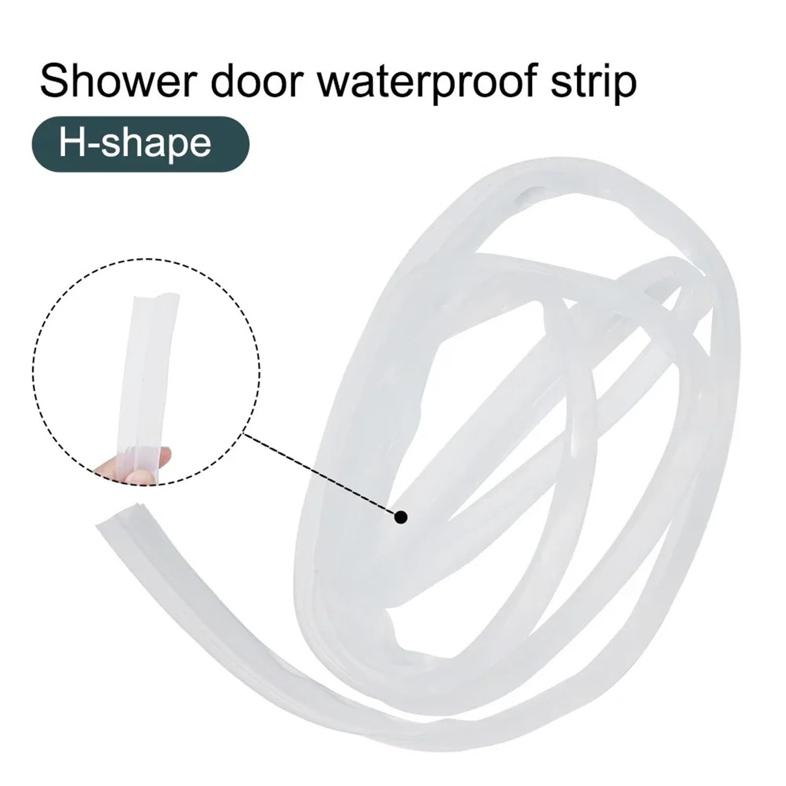 Tira de sellado for mampara ducha 4m, goma silicona, puerta vidrio sin marco, burlete inferior, sello barrido, pegamento for Baño para Puertas de Cristal(10mm)