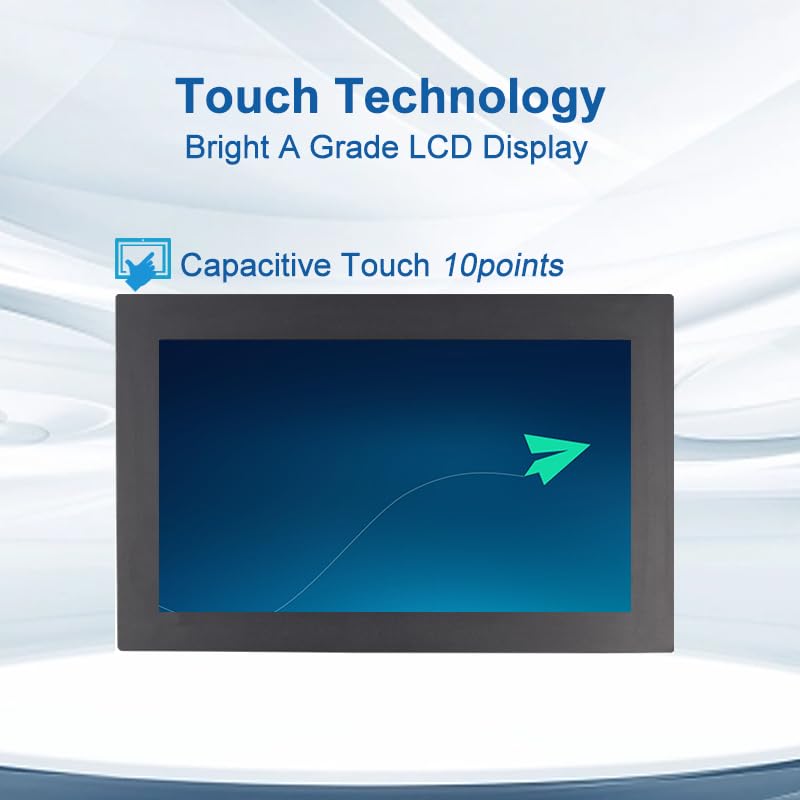 Image of 15.6 Inch Industrial 10-Point Touch Monitor Open Frame, HDMI /VGA /DVI Interface, Built-in Speakers, Capacitive Touch Screen Technology Metal Frame (Touchscreen, 15.6)