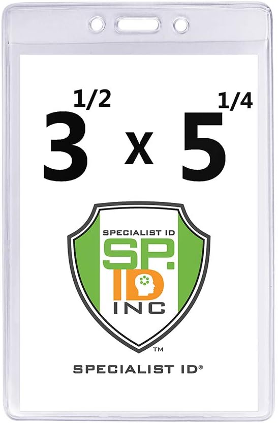 Bulk 100 Pack - Heavy Duty 3 1/2" X 5 1/4" Large Badge/Credential Holders (4X6 Outside) by Specialist ID
