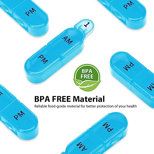 Image of Daviky Monthly Pill Organizer 2 Times a Day, 30 Day Pill Box AM PM with Separate Container, One Month Medicine Case Twice a Day to Hold Vitamins, Supplements and Medication (Blue)
