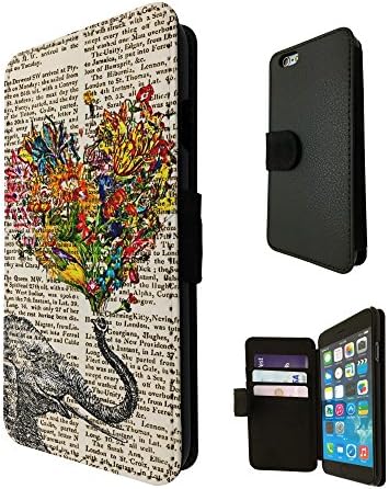 iphone 6 Plus 5.5'' Funky Aztec elephant Floral trunk Love Heart Design Full Case / Book Style Purse Flip cover Defender Credit Card Holder Pouch Case Cover iPhone Wallet TPU Leather