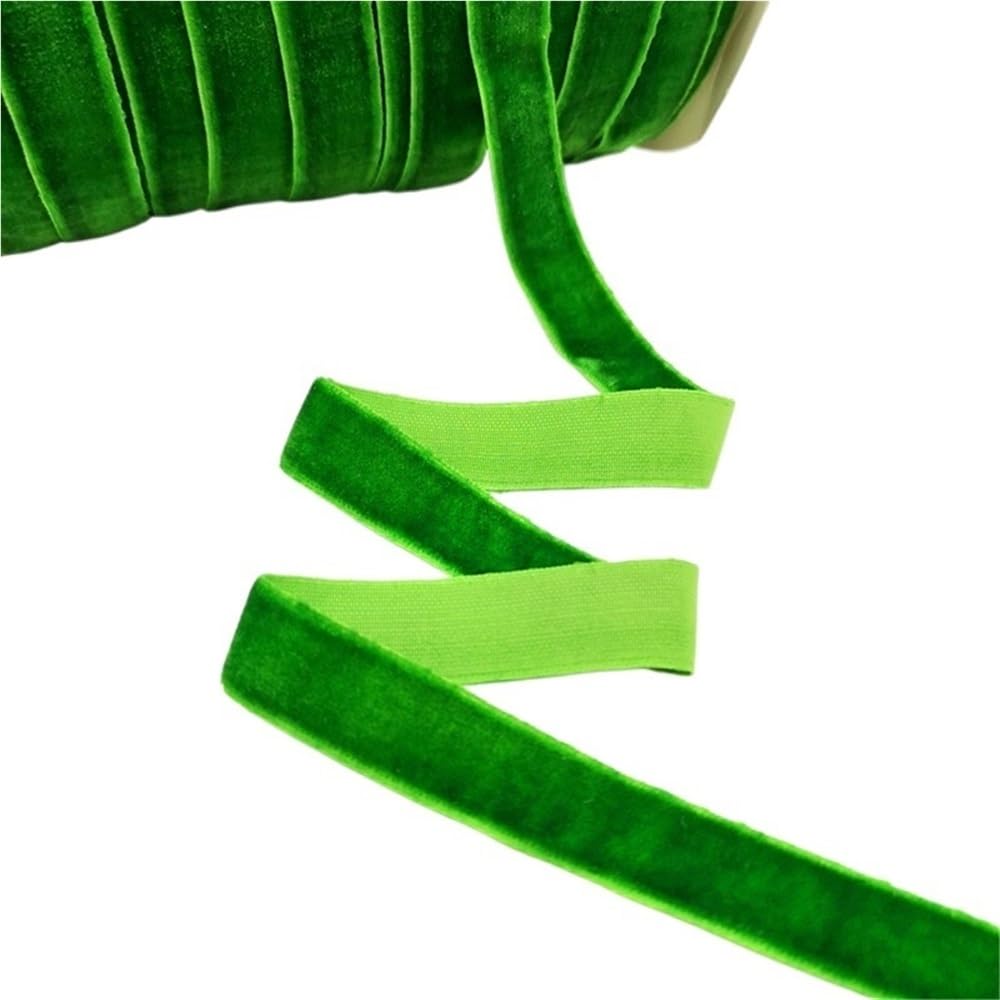 WEITINGKKK Ribbons for Gift Wrapping, Wedding Decor Ribbons 5 Yards Multicolor Velvet Ribbon 6-25mm Handmade Fringe Fabric(Green,25mm)