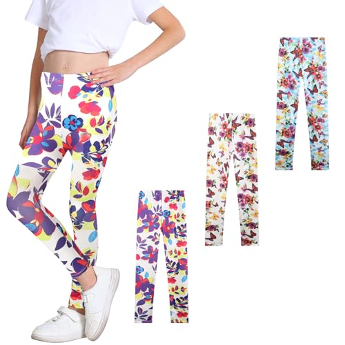 3 Pack Girls Printed Leggings Yoga Pants Leggings for Kids 2-12 Years
