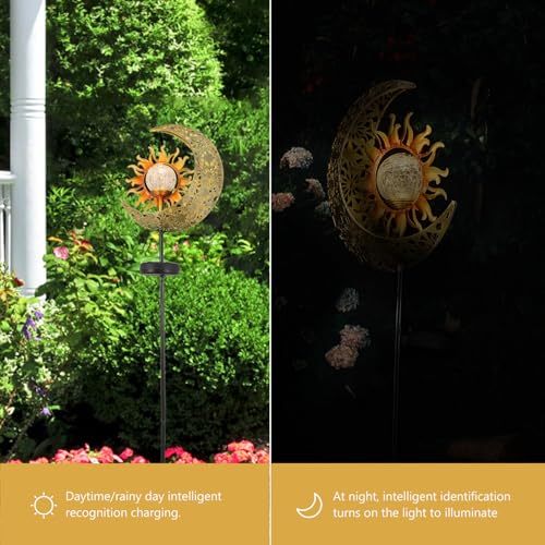 Lampe solaire en verre et fer forgé artistique Tofficu de style celeste