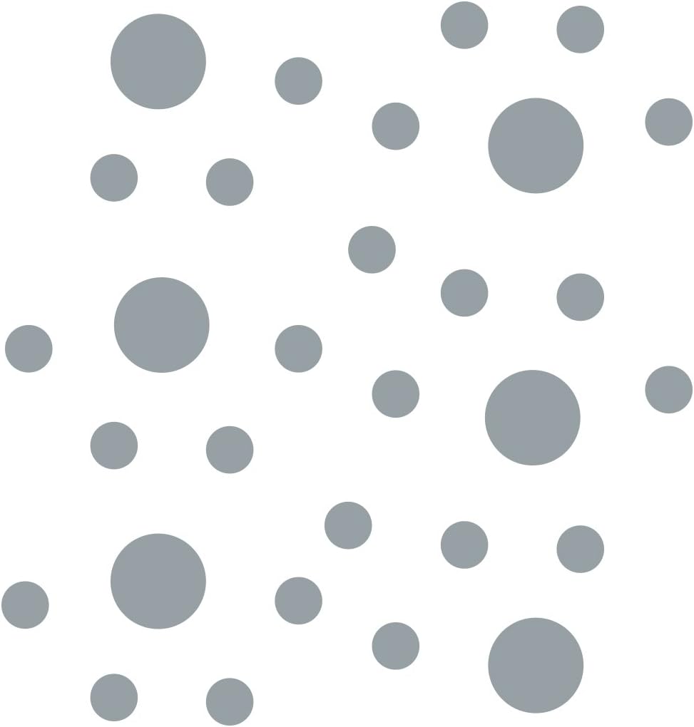 Metallic Silver Vinyl Wall Stickers - 2 & 4 inch Circles (150 Decals)
