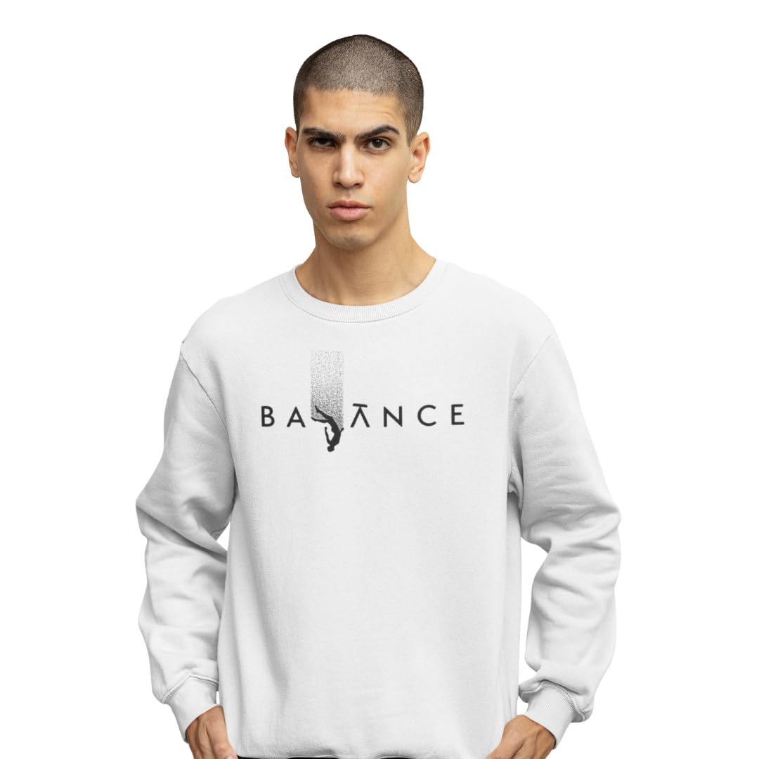 essenzo Men's Oversized Printed Sweatshirt – Winter Wear for Men | Premium Cotton Fleece Crewneck | Streetwear Graphic Design – (Revolution/Stay Cool/Balance)-picture-50