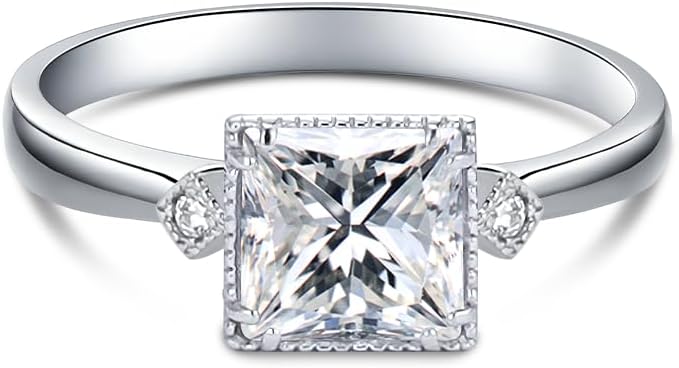 Women's Ring, 925 Sterling Silver Plated Gold, Elegant Halo Engagement Ring for Her Women Stackable Bands Jewelry - Image 2