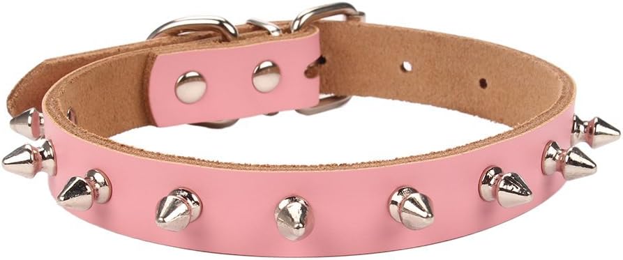 Basic Classic Adjustable Genuine Cow Leather Pet Collars for Cats Puppy Dogs (X-Large/Neck 14.2"-18.1", A-Yellow Brown)