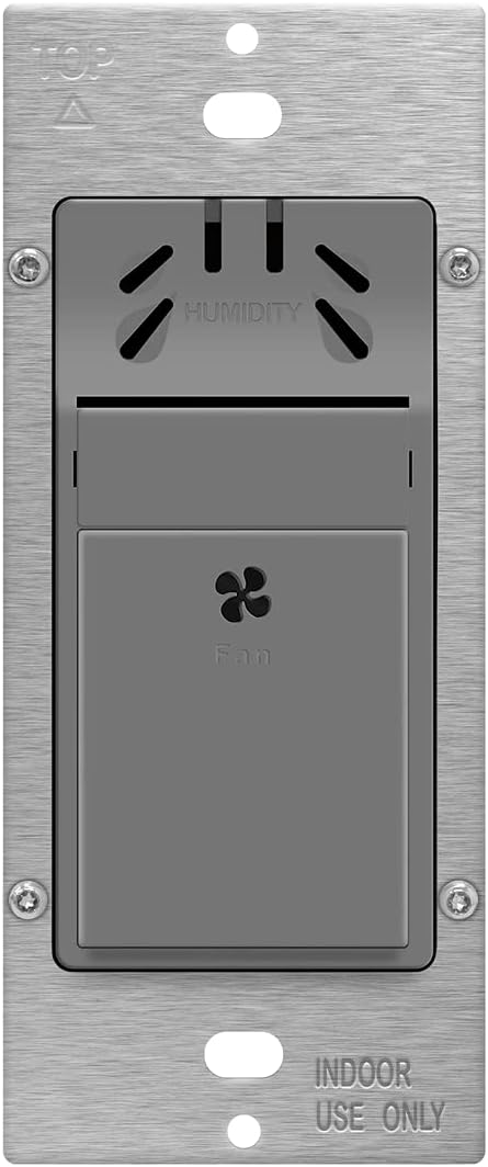 TOPGREENER Humidity Sensor Switch for Ventilation Fan, Air Moisture Detection, Bathroom Fan Automated Control, Neutral Wire Required, UL Listed, TDHS5, Gray