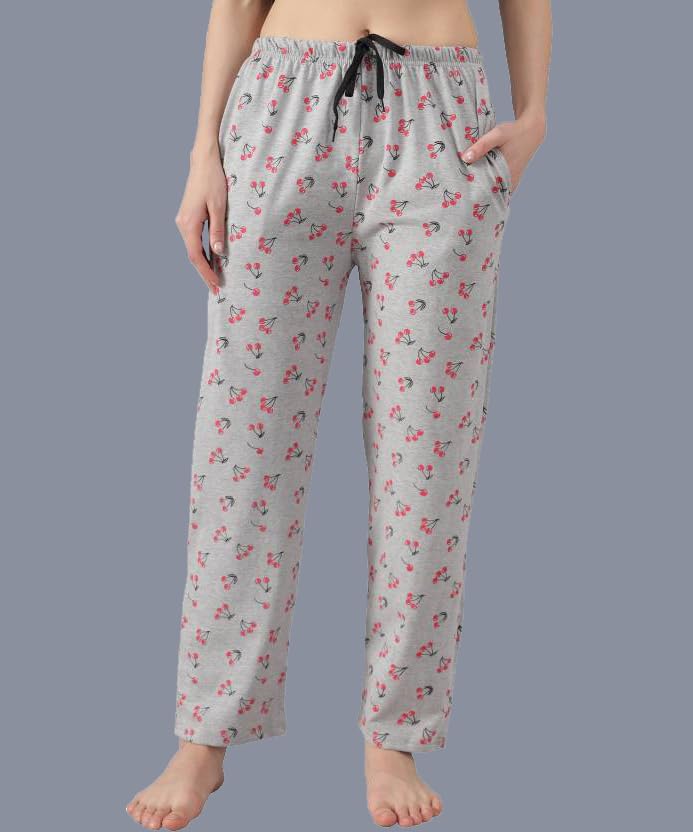 Image of Women's Cotton Pyjama, Drawstring Waist with Pockets, Soft Comfortable Sleepwear - (Pack of 3)