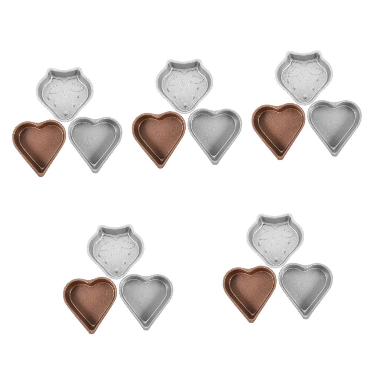 ABOOFAN 5 Set Di Mini Per Dolci A Forma Di Cuore E Fragola Teglia Antiaderente Per Budino 3 Pezzi * 5