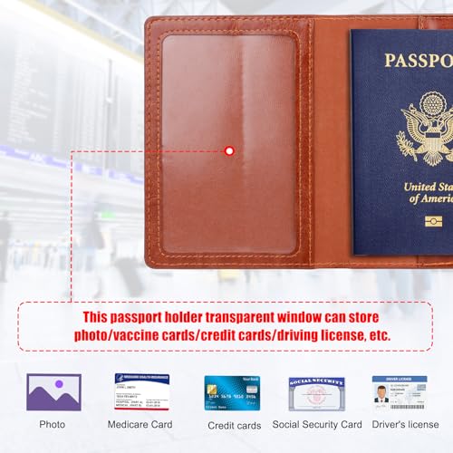 Image of TIGARI Passport Holder for Travel Women Men, Valentines Day Gifts PU Leather Wallet Cover Case Sleeve, Waterproof Protected Document Organizer, Vacation Plane Cruise Travel Essentials